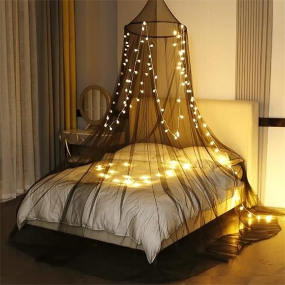 Bed Canopy with Lights, Mosquito Net for Bed, Mosquito Netting for Twin Full - Picture 8 of 8